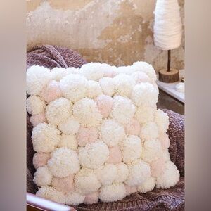 BRAND NEW Altar’d State Blush and White / Cream Pom Pom Decorative Pillow